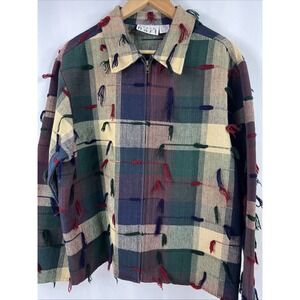 Keren Hart Patchwork Loose Thread 100% Cotton Zip Jacket Size XL